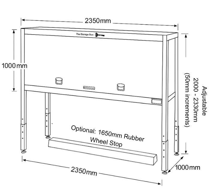 Line drawing of the Large Over Bonnet Storage Box